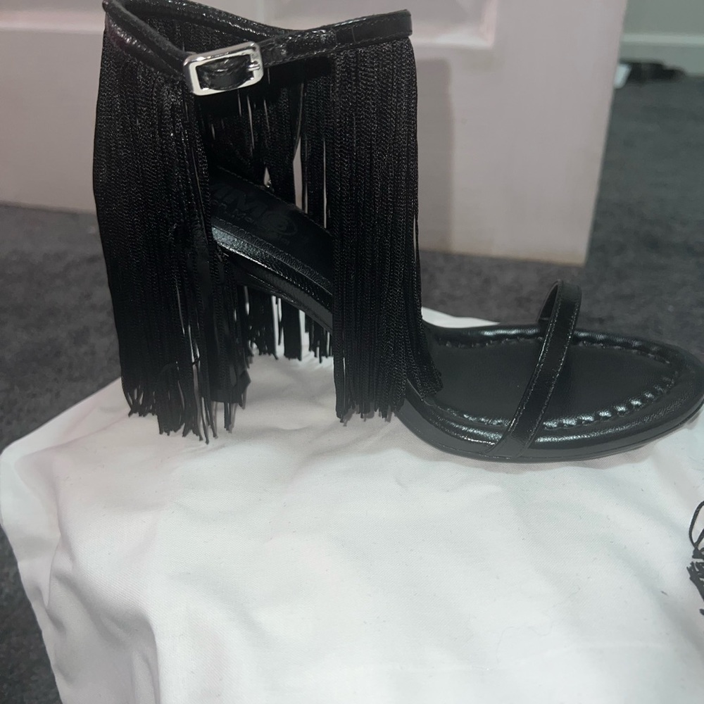 MM6 Maison Martin Margiela Black Fringe Sandals